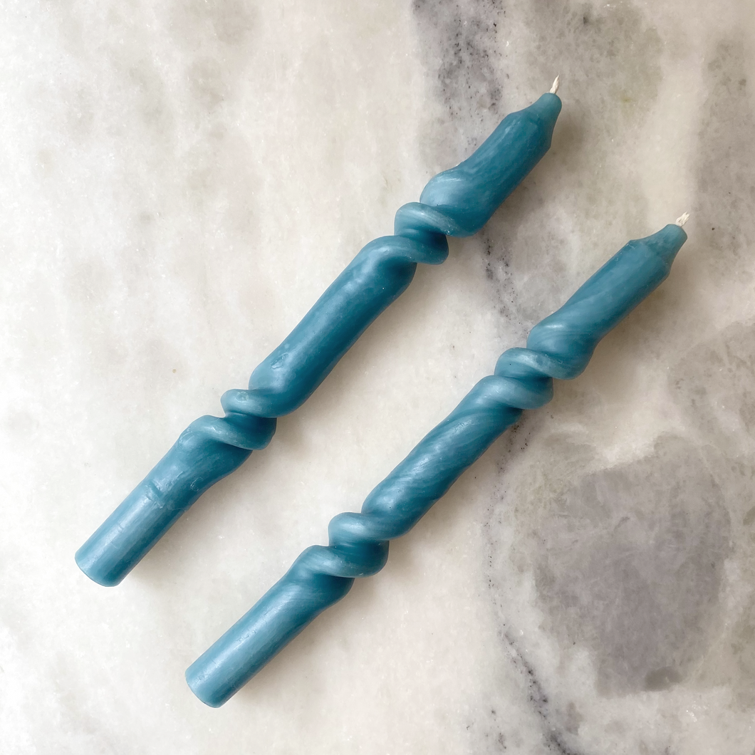 Teal Double Twist Candles